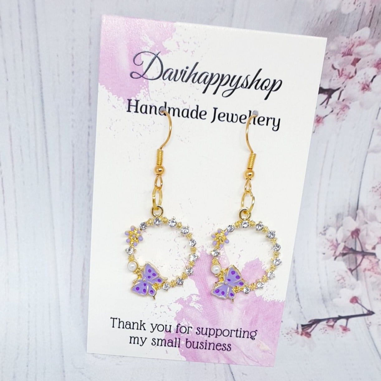 Handmade earrings,handmade jewelry, dangle earrings,butterfly earrings