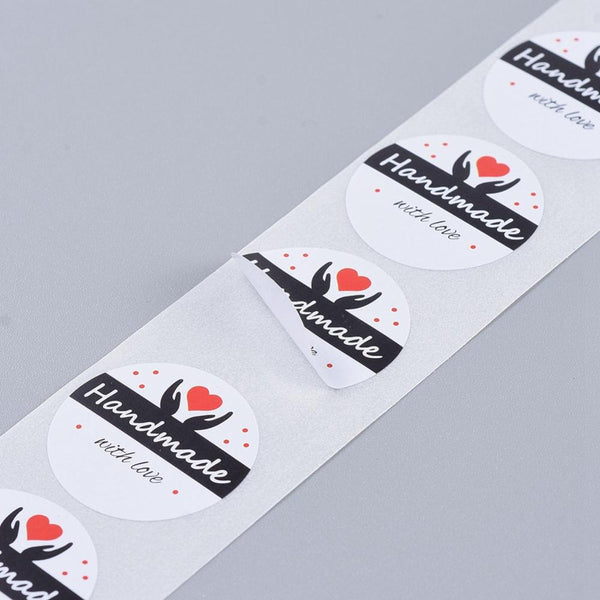 Handmade With Love Stickers Handmade Labels  Round Labels Craft 25mm - Davihappyshop