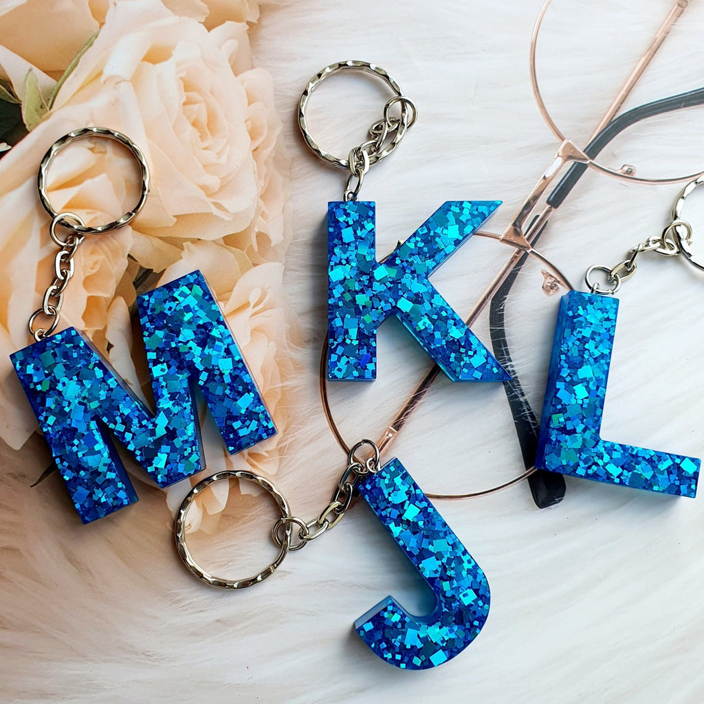Alphabet Keyring Personalised Initial Resin Letter Keychain 