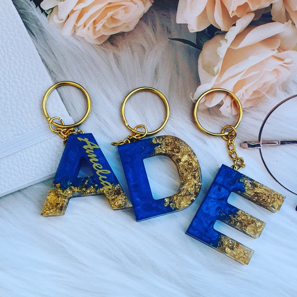 Personalised Handmade Resin Letter Keychains Keyring Gifts 