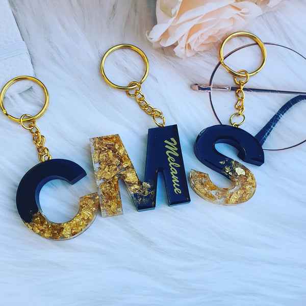 Personalised Handmade Resin Letter Keychains Keyring Gifts 