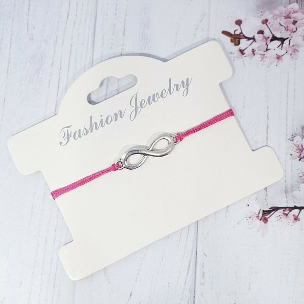 Handmade Bracelet Red Nylon Cord Bracelet with Silver Infinyte Love Charm Gift - Davihappyshop